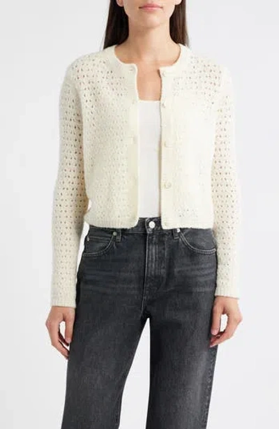Frame The Chenille Open Stitch Cardigan In White