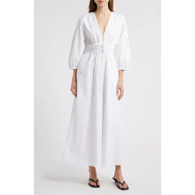 Frame The Cinched Organic Cotton Maxi Dress In White
