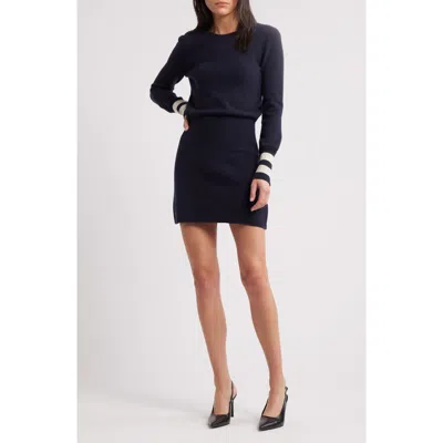 Frame The Club Cashmere Blend Sweater Minidress In Navy Multi