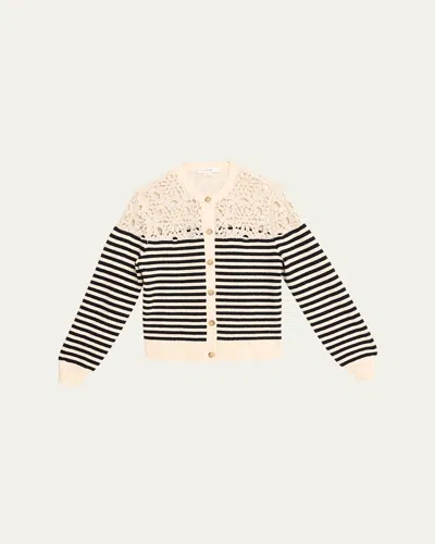 Frame The Coastal Stripe Cardigan Cream Multi