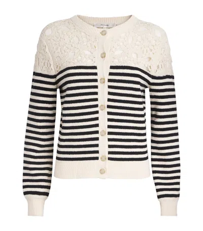 Frame The Coastal Striped Cardigan In White