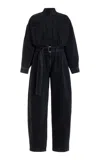Frame Womens Portia The Cocoon Belted Organic Cotton-denim Jumpsuit In Black