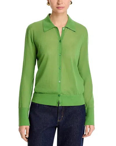 Frame The Collared Cardigan Peridot In Green