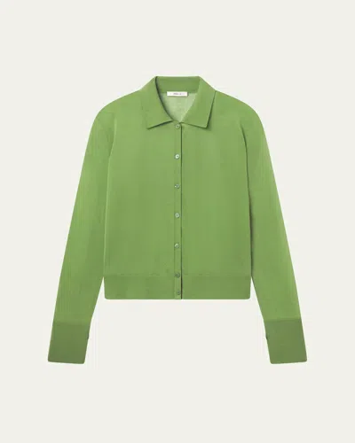 Frame The Collared Cardigan In Green