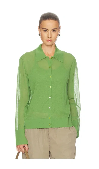 Frame The Collared Cardigan In Green