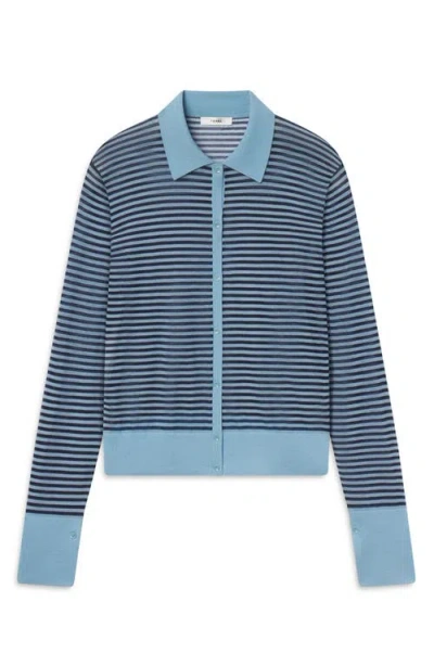 FRAME FRAME THE COLLARED STRIPE COTTPN BLEND CARDIGAN
