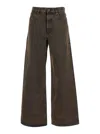 Frame The Collegiate Brown Jeans With Belt Loops And Wide Leg In Denim Woman In Brown