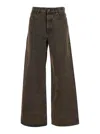 Frame The Collegiate Brown Jeans With Belt Loops And Wide Leg In Denim Woman In Brown
