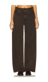 Frame The Collegiate Brown Jeans With Belt Loops And Wide Leg In Denim Woman In Brown