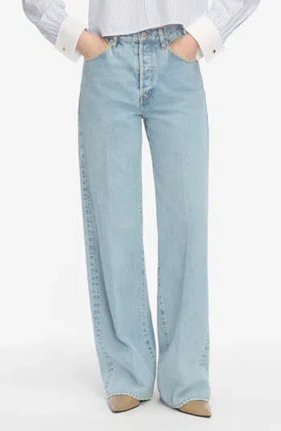 Frame The Collegiate Super High Waist Wide Leg Jeans In Blue