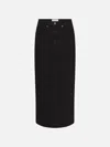 Frame The Column Denim Midi Skirt In Black