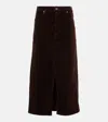 Frame The Corduroy Midi Skirt In Braun