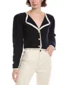 Frame Corded Cardi Knitted Wool And Cotton Top In Blue