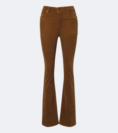 Frame The Corduroy Bootcut Cotton-blend Pants In Brown