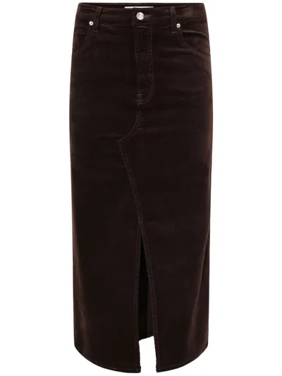 Frame The Corduroy Midi Skirt In Espresso