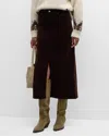 Frame The Corduroy Midi Skirt In Espresso
