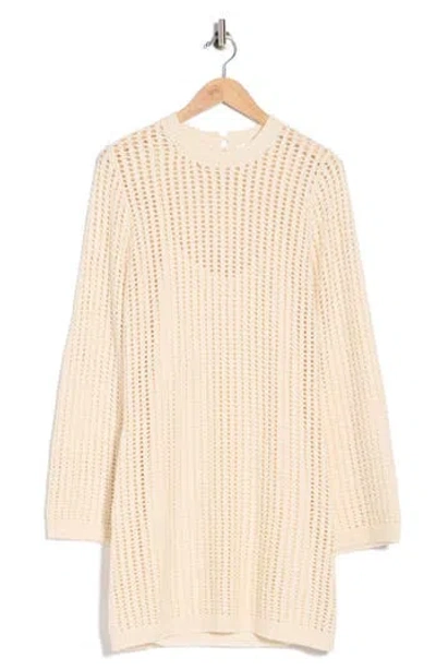 Frame The Crochet Bell Sleeve Cotton Dress In Neutral
