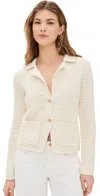 Frame Double Pocket Cropped Cardi Cream Wool In Cream