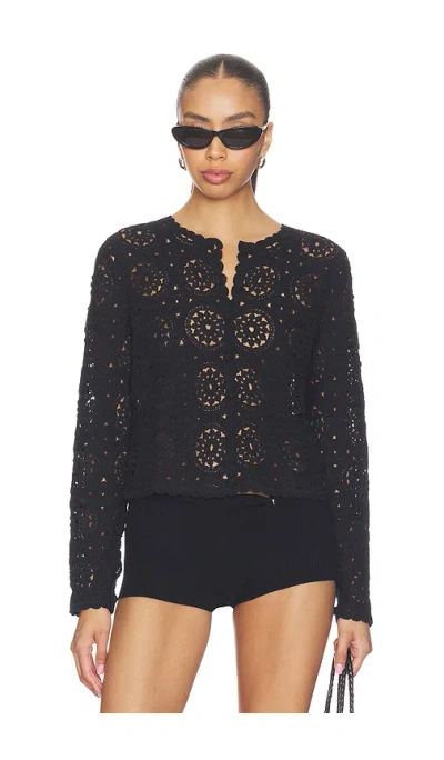 Frame The Crochet Cardi In Black