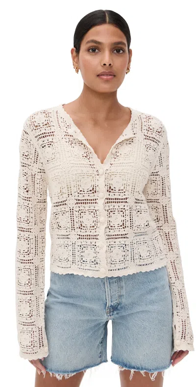 Frame The Crochet Cardi Cream In White
