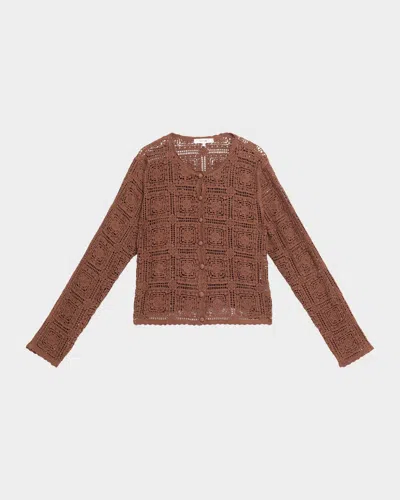 Frame The Crochet Cardigan In Brown