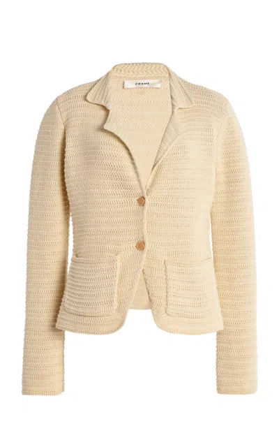 Frame The Crochet Cotton Blazer In Cream