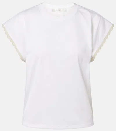 Frame The Crochet Cotton Jersey T-shirt In White