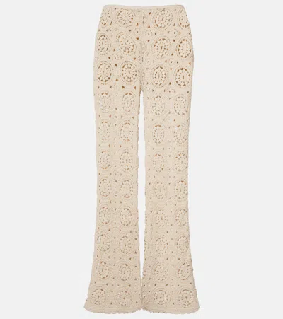 Frame The Crochet Cotton Wide-leg Pants In Neutral