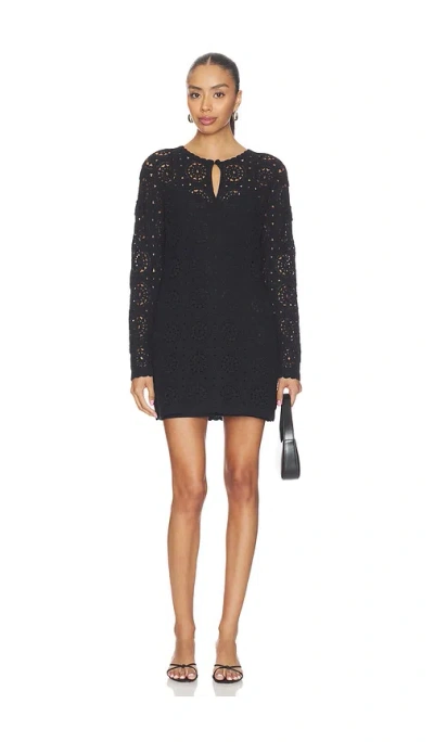 Frame The Crochet Keyhole Dress In Black