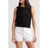 Frame Womens The Tulip Open-knit Cotton Tank Top Black In Black