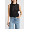 Frame Womens The Tulip Open-knit Cotton Tank Top Black In Black