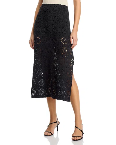 Frame The Crochet Midi Skirt In Black