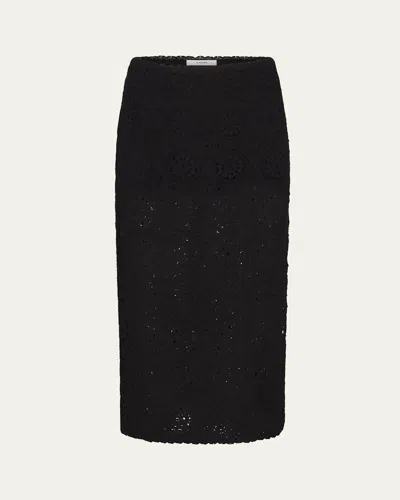 Frame The Crochet Midi Skirt In Black