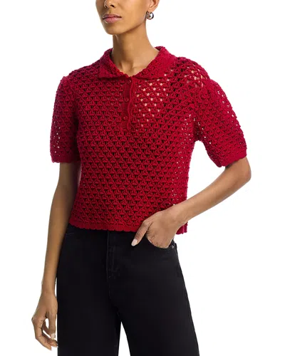 Frame The Crochet Polo Sweater In Red