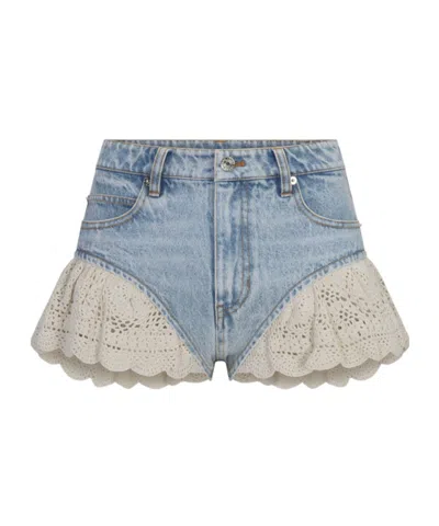 Frame The Crochet Ruffle Short In Blue