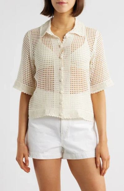 Frame The Crochet Short Sleeve Button-up Shirt