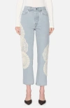 Frame The Crochet Vertical High Rise Ankle Straight Jeans In Wisp