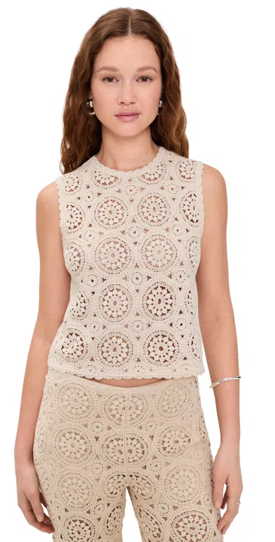 Frame The Crochet Tank Cream In White