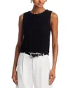 Frame Womens The Tulip Open-knit Cotton Tank Top Black In Black