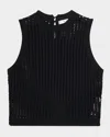 Frame Womens The Tulip Open-knit Cotton Tank Top Black In Black