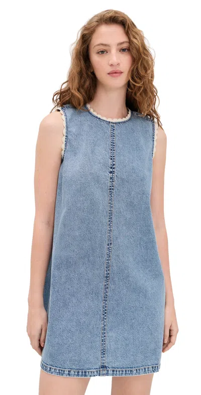Frame Crochet Tide Organic Cotton-blend Mini Dress In Blue