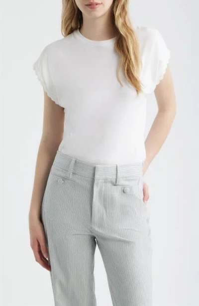 Frame The Crochet Trim Pima Cotton Muscle T-shirt In White