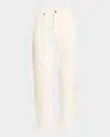 Frame The Vertical Crochet High Waist Crop Relaxed Straight Leg Jeans In Au Natural Clean