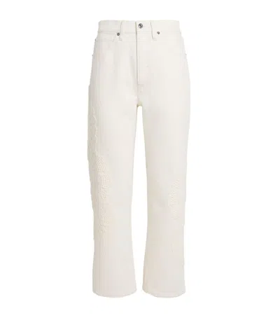 Frame The Crochet Vertical Crop Jeans In White