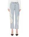 Frame The Crochet Vertical High Rise Ankle Straight Jeans In Wisp