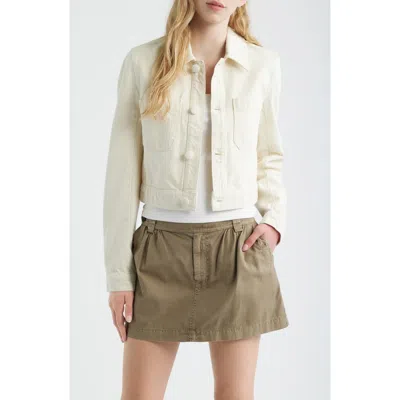 Frame The Crop Denim Jacket In Neutral