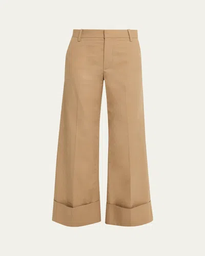Frame The Cuffed Slim Palazzo Trousers In Brown