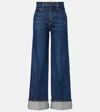 Frame The Cuffed Wide High-rise Wide-leg Jeans In Blue