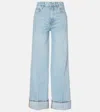 Frame The Cuffed Wide High-rise Wide-leg Jeans In Blue