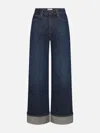 Frame The Cuffed Wide Jeans In Blue